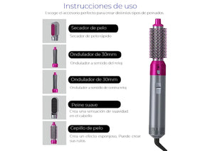 Brosse Sèche-Cheveux, Lissante, Bouclante et Coiffante Électrique 5 en 1